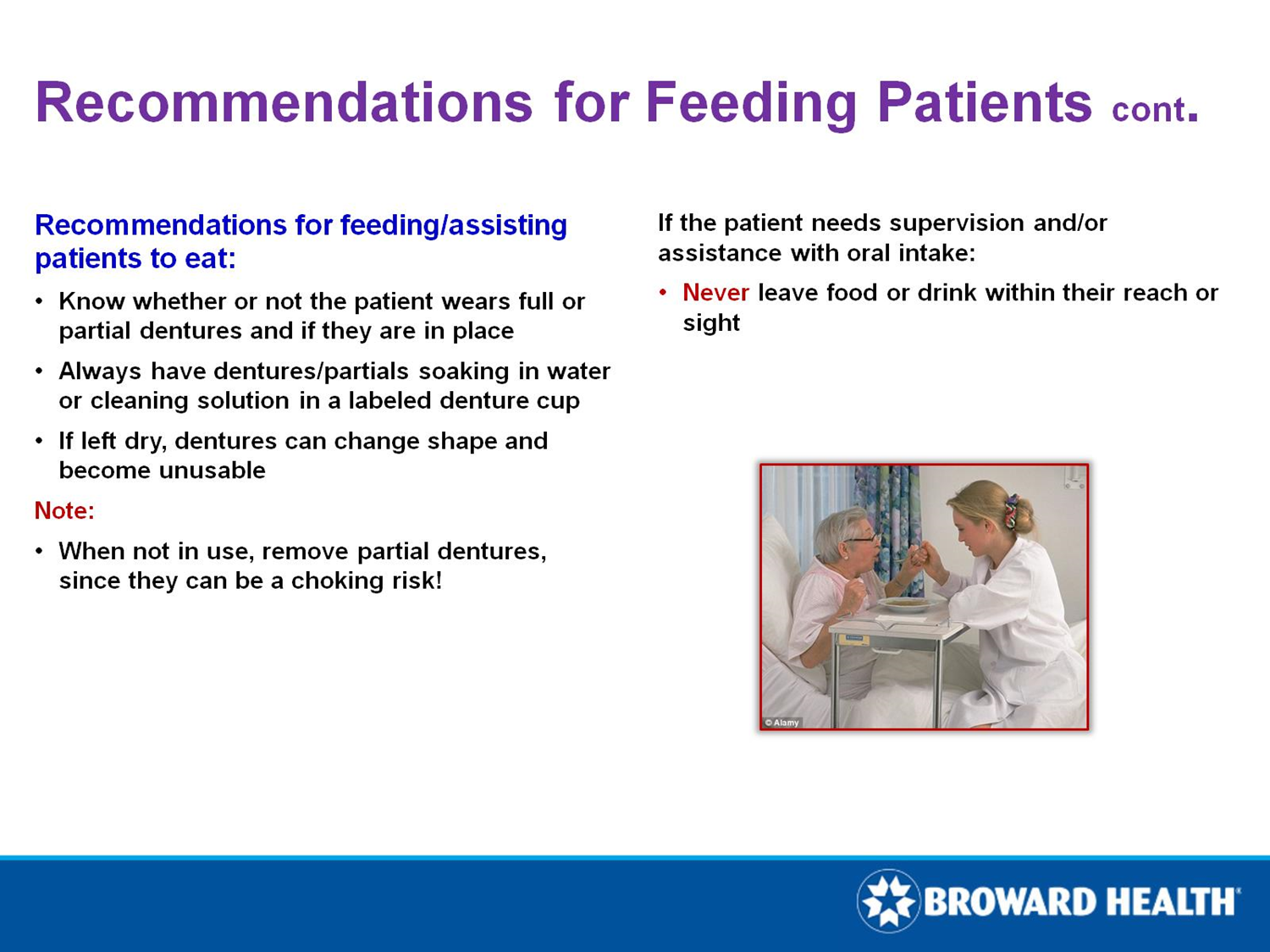 Recommendations For Feeding Patients Cont