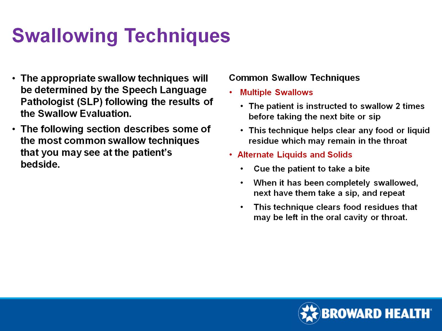 Swallowing Techniques