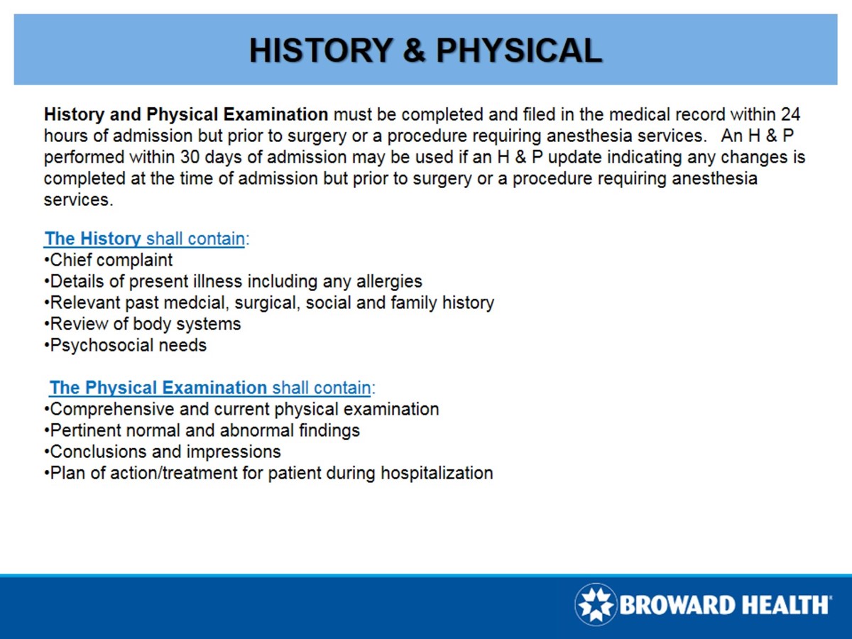 History & Physical