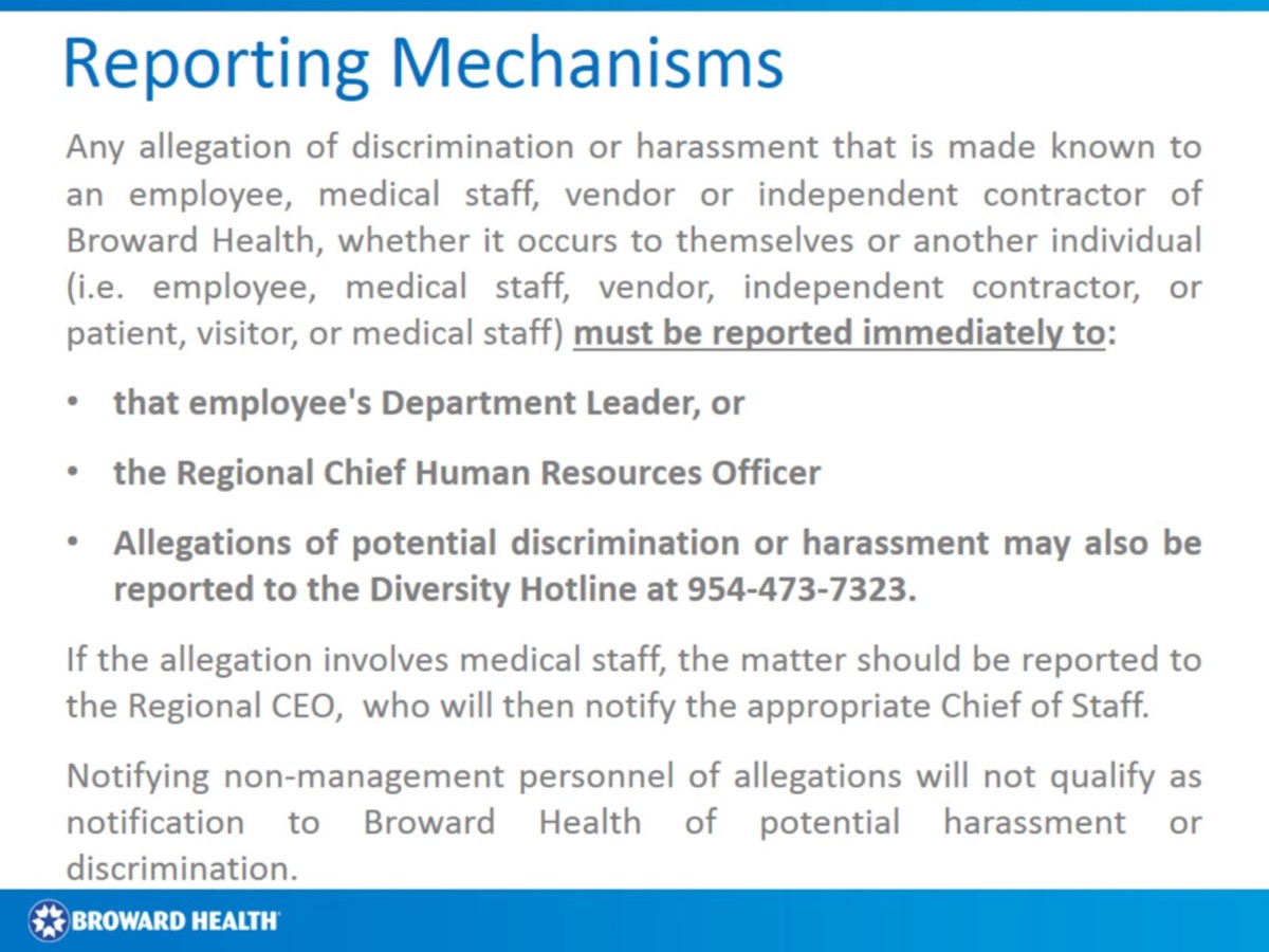 Reporting mechanisms